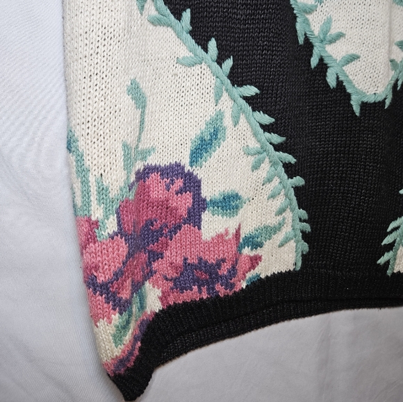 vintage floral high neck pullover knit tunic sweater grannycore 3D Embroidered - Picture 8 of 16